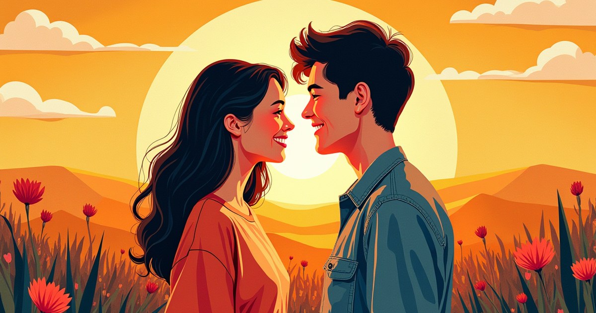 Couple glowing with happiness falling in love, showing the emotional and physical effects love has on the body.